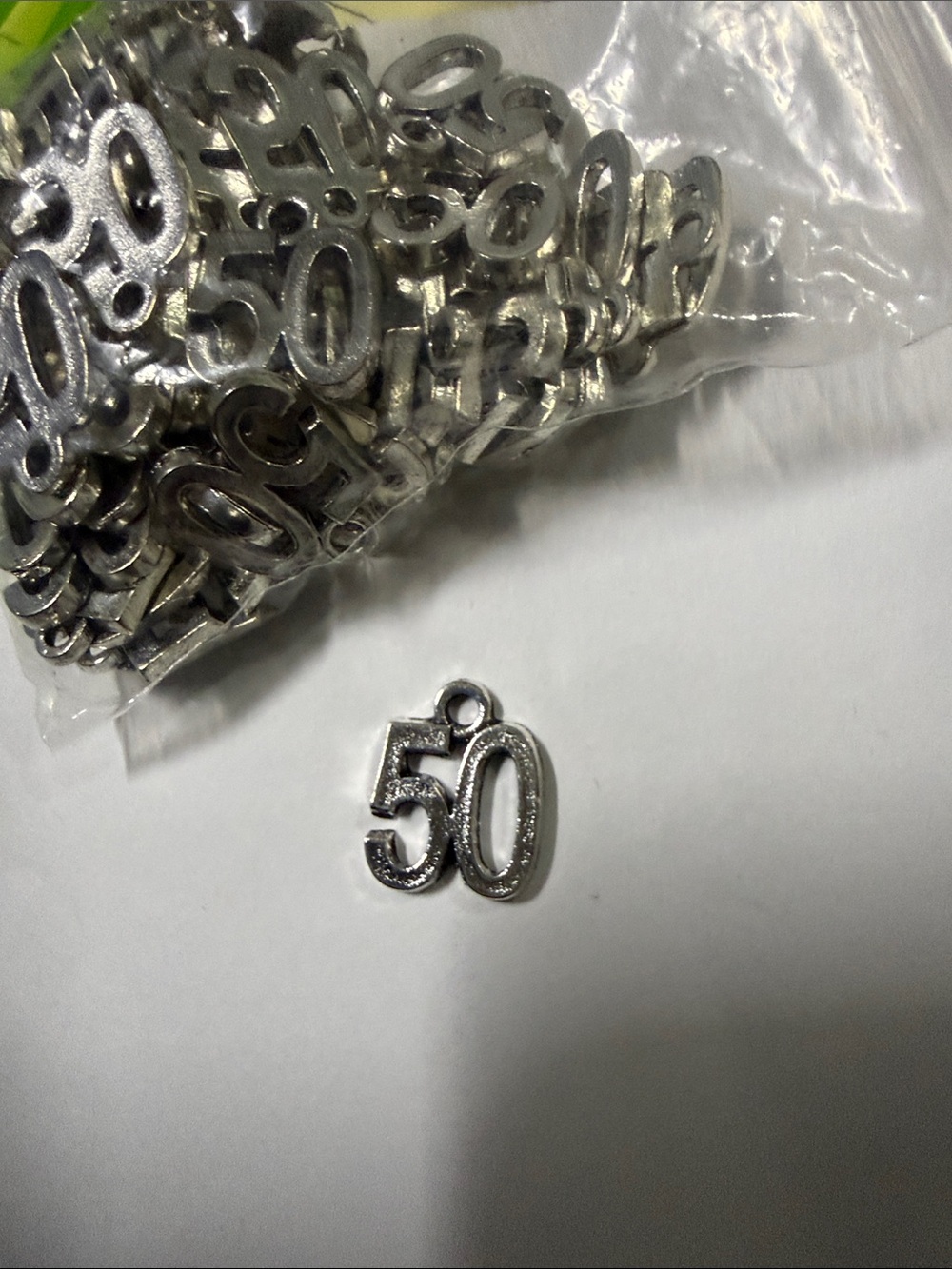 Silver '50' Number Charms - Pack
